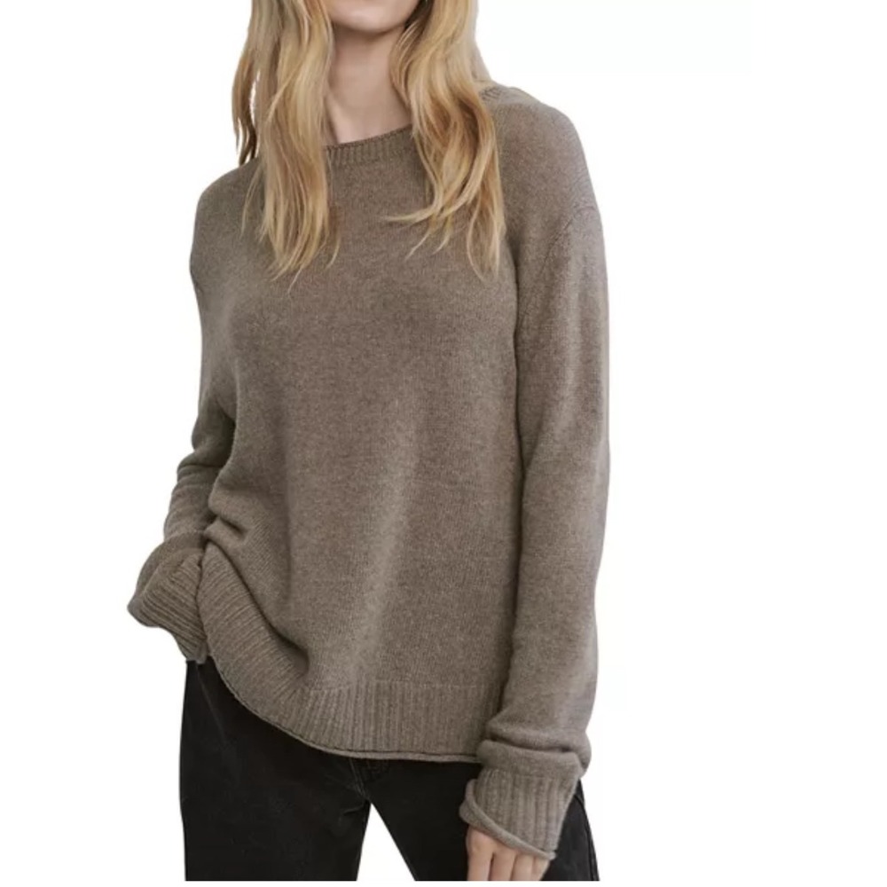 Jenni Kayne | Women's Everyday Brown Wool Cashmere Crew Neck Sweater, Size S